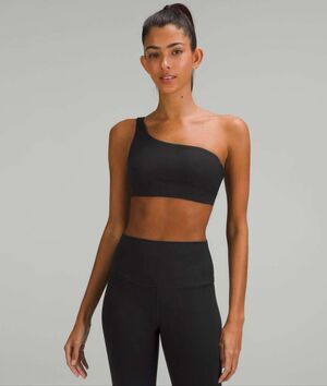 Lululemon Ribbed Nulu Asymmetrical Yoga Sports Bra Light Support A/B Cup Black